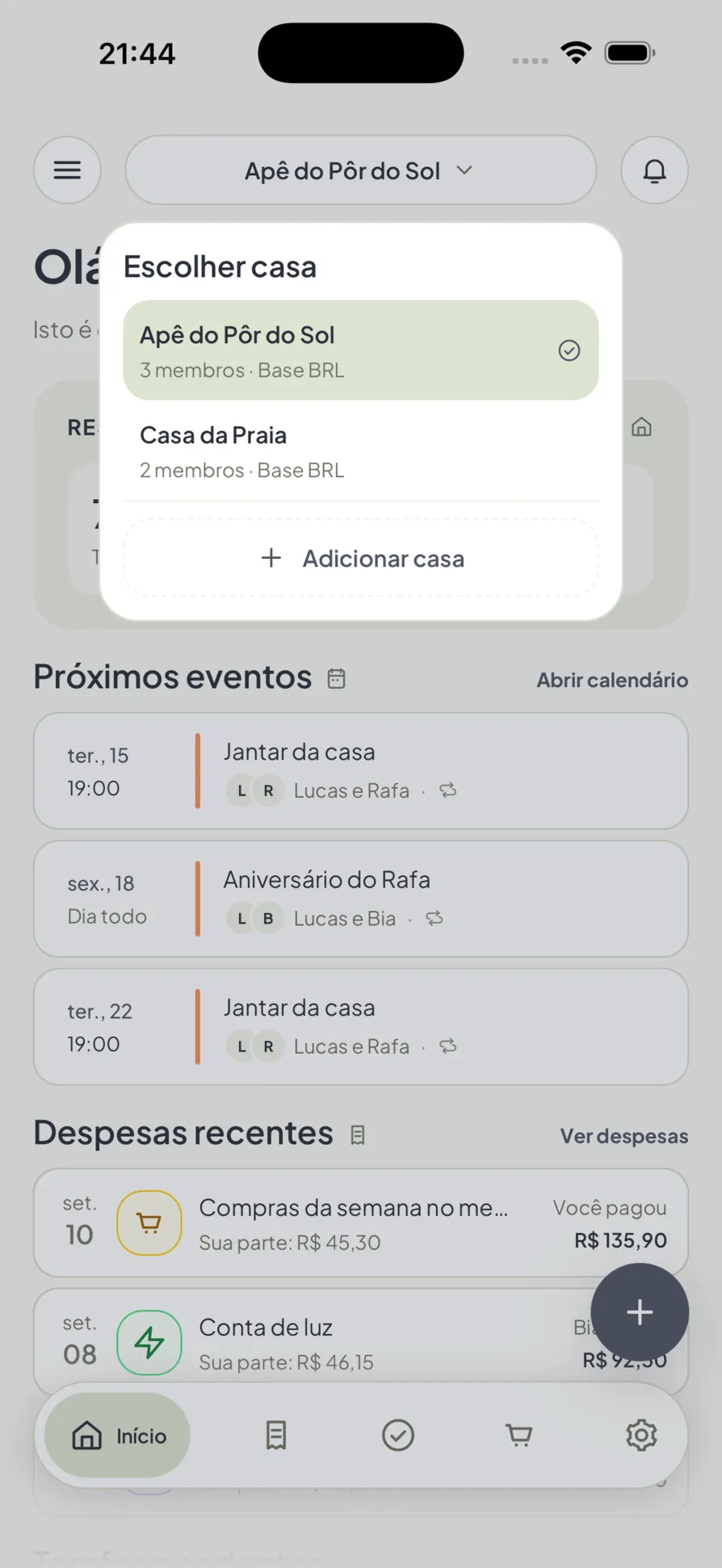 Trocar de lar no Homio